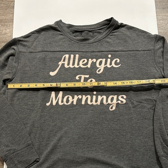 Vintage distressed Heather Gray Long Sleeve Shirt Allergic to Mornings  Large - Picture 4 of 6